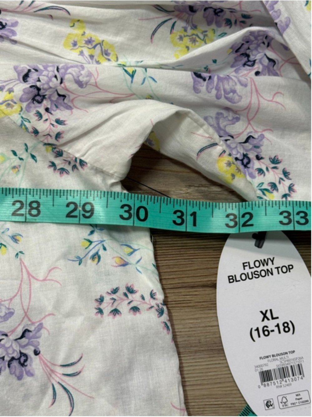 Scoop flowered flowy blouson top size XL - Picture 4 of 11